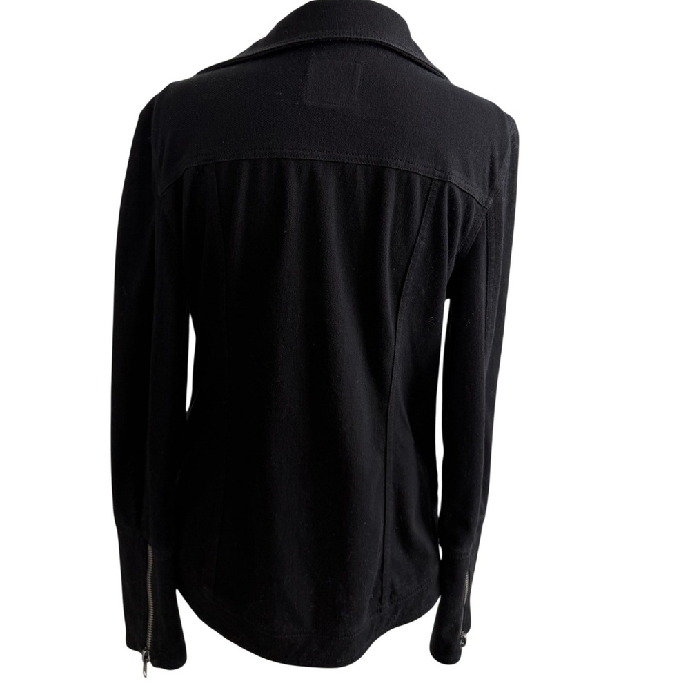 Liverpool Jeans Company Black Knit Moto Jacket Zip Pocket Women's Small - Picture 5 of 9